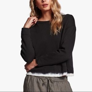 James Perse Women’s Dip Dye Cropped Sweatshirt Blue White 100% Cotton Tie Dye S